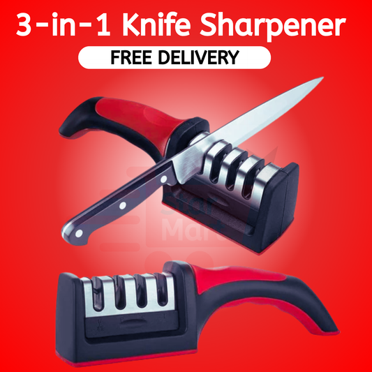 3-in-1 Knife Sharpener With Fruit And Meat Knife Peeler.3-Stage Diamond Coated Knife